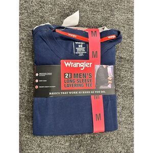 Wrangler Men’s Navy Blue and Gray Long Sleeve Tee Shirts New